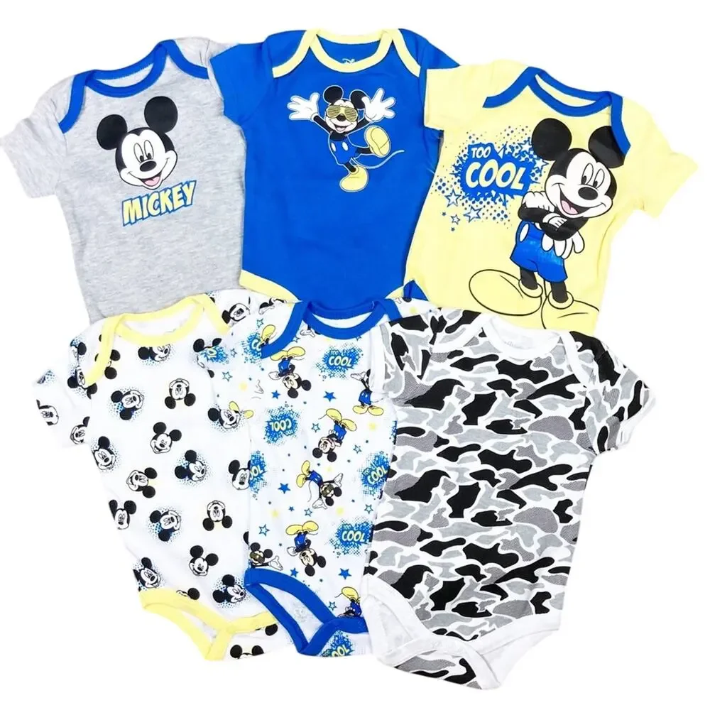 Disney Mickey Mouse Lot of 6 Short Sleeve Onesies